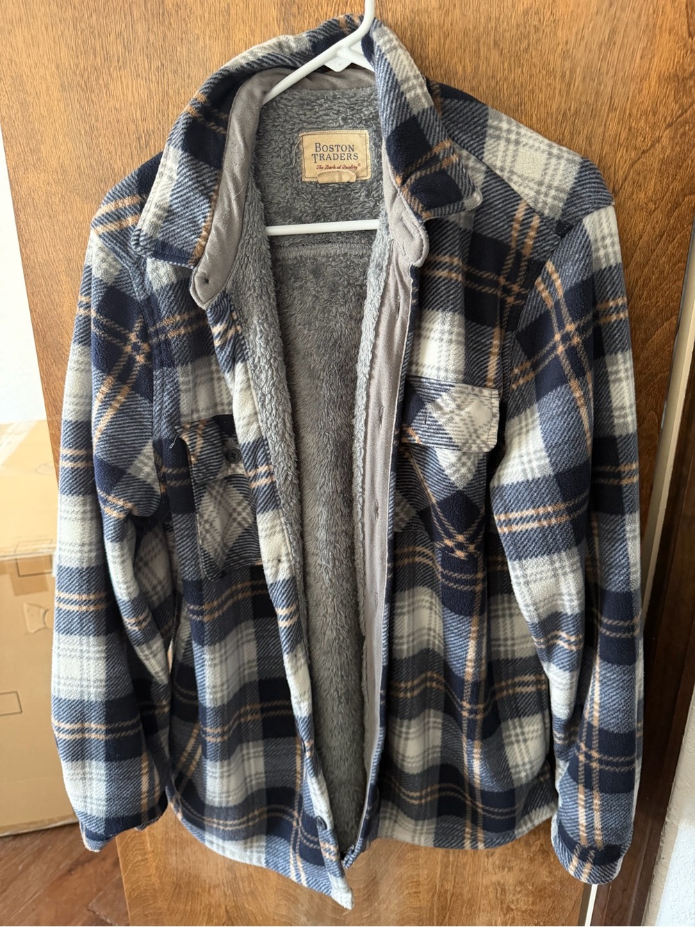 Boston Traders Navy, Gray & Tan Plaid Sherpa-Lined Field Jacket